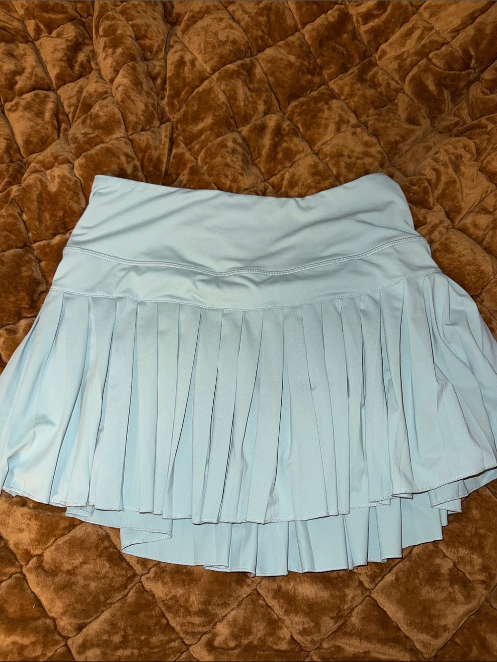 Pleated Light Blue Skater Skirt for Women